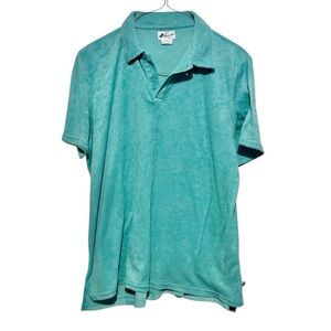 Vintage Turquoise Terry Cloth Short Sleeve Polo Shirt
